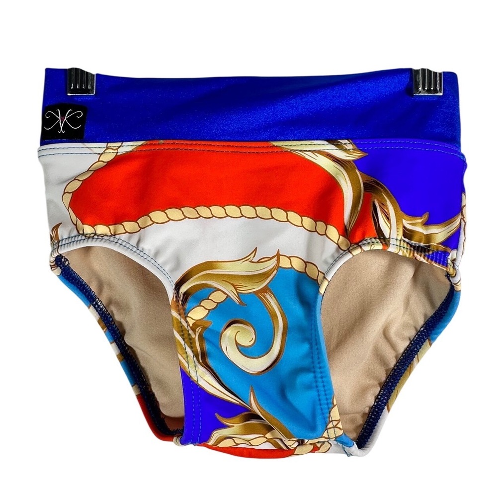 Kandi Kouture Kids Blue Baroque Print Dance Briefs High Waisted Size CM 5/6